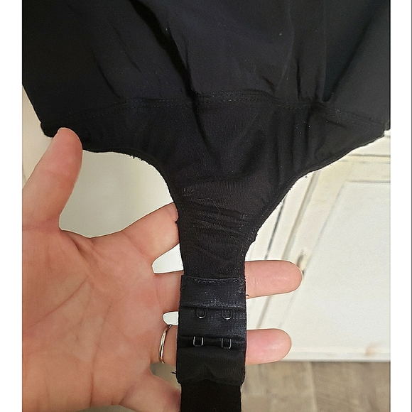 Lamarque Cinta Surplice Black Viscose Cap Sleeve Bodysuit - Picture 6 of 8